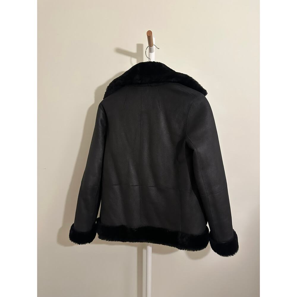 Theory Reversible Shearling Jacket — Black, Size P - image 5